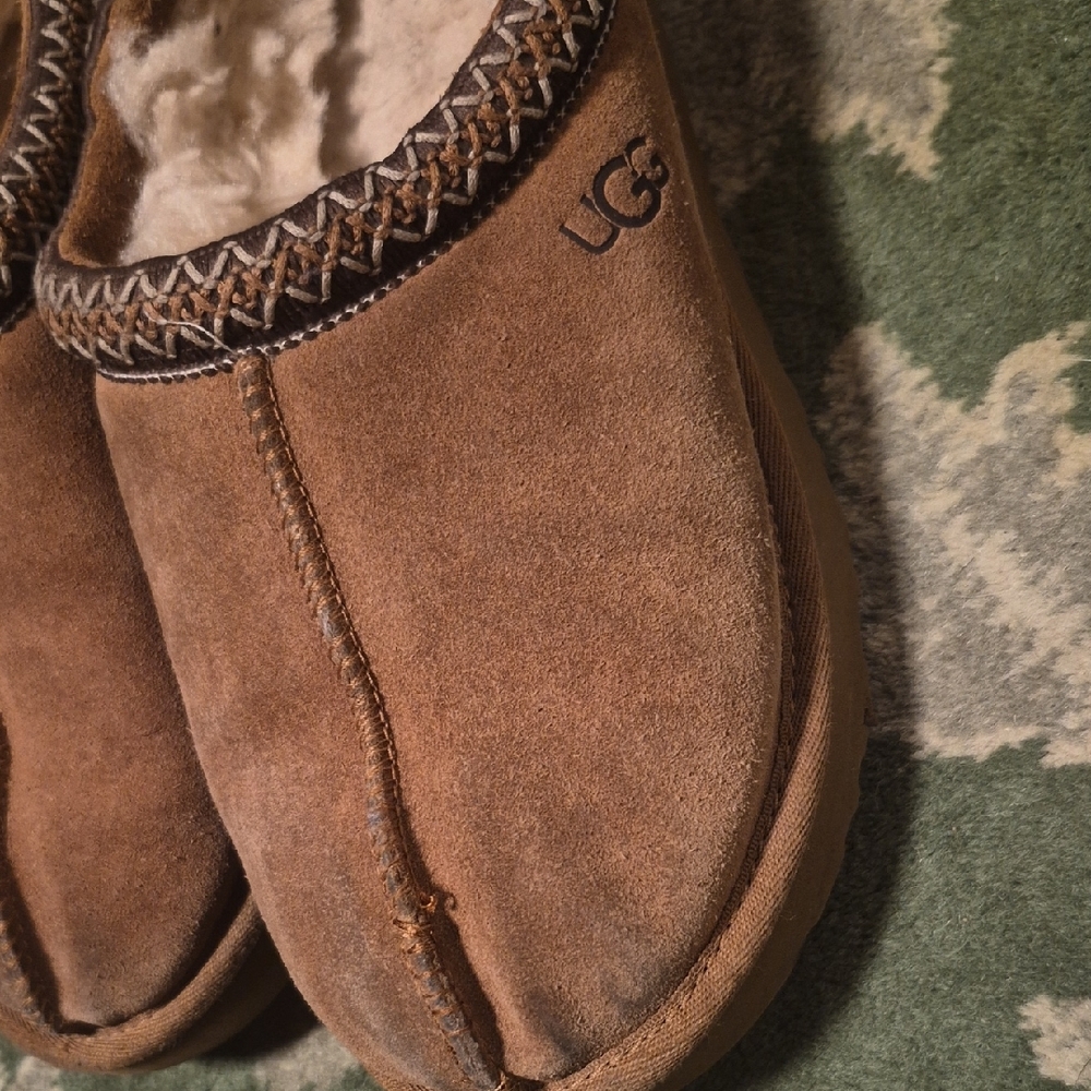 UGG Men's Brown Suede Shearling-Lined Slip-On Loafers - Picture 8 of 9